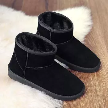 2025 новые северные зимние ботинки, натуральная кожа, антифриз, мужские и женские хлопковые ботинки, прочные, большие размеры, морозостойкие хлопковые ботинки 38 чёрный