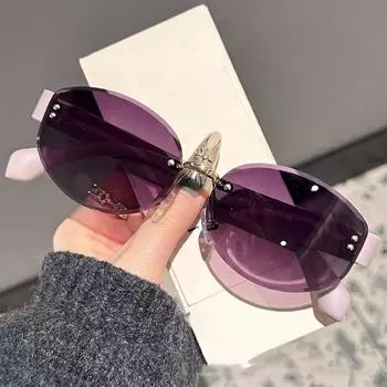 2025 Новые солнцезащитные очки без оправы Cut Edge Small Frame для женщин Персонализированные солнцезащитные очки CHINA