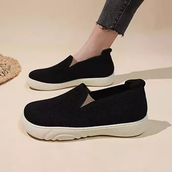 2025 новые старые Пекинские женские одинарные туфли с мягкой подошвой, нескользящие, прогулочные туфли, летающие, тканые, дышащие, для мам среднего и пожилого возраста 35