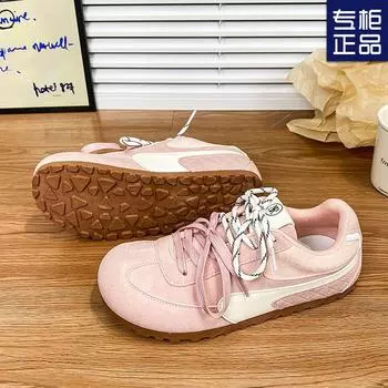 2025 новые студенческие уродливые милые туфли с большой головой ретро повседневная спортивная обувь розового цвета нишевый дизайн чувство моральной подготовки женская обувь 35 розовый