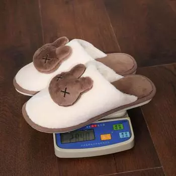 2025 новые тапочки с кроличьей головой, популярные женские тапочки на толстой подошве для дома, теплые, нескользящие, пушистые, из хлопка, для осени и зимы 36