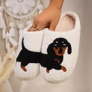 2025 Новые теплые тапочки, рождественский подарок, домашняя домашняя обувь, подошва TPR с рисунком собаки из мультфильма, тканевая подкладка, круглый носок, подходит для осенне-зимнего сезона 40/41