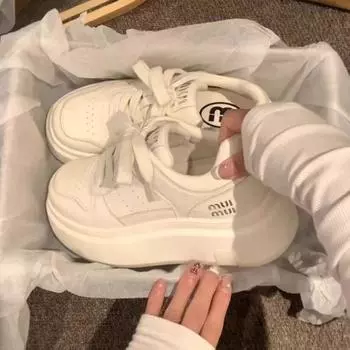 2025 новые туфли-кроссовки универсальные белые туфли на платформе женские Ankela красные с круглым носком спортивные повседневные модные женские туфли 35 красный