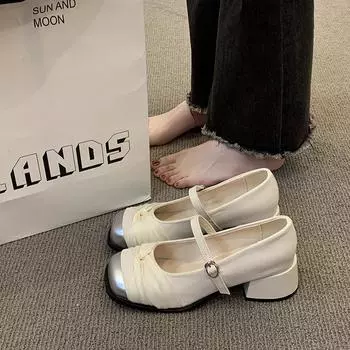 2025 новые туфли Mary Jane French с небольшим ароматом на высоком каблуке, однотонные, с квадратной головкой, на толстом каблуке, с высоким каблуком, одинарные туфли, мода 39 розовый