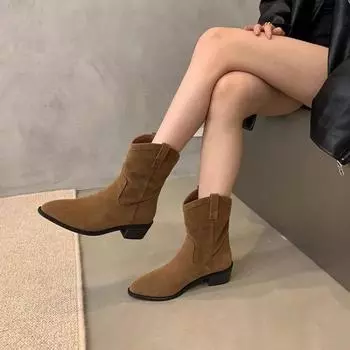 2025 Новые туфли на среднем каблуке, резиновые сапоги Rome PU Hoof Shoes, женские резиновые сапоги Rain Med Hoof Heels Rome 35 чёрный