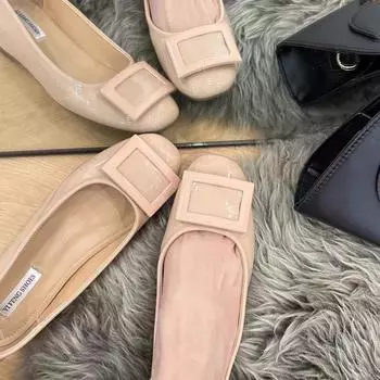 2025 новые туфли с небольшим увеличением высоты, квадратной пряжкой, светлым ртом, одинарные туфли, весенние туфли телесного цвета во французском стиле с круглым носком, новые китайские туфли 33