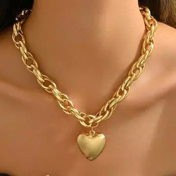 2025 Новые украшения Геометрический дизайн Сердце любви Женское ожерелье Универсальная премиальная цепочка с подвеской