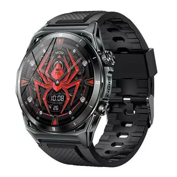 2025 Новые умные часы KE6 1,43 AMOLED-дисплей Мужские черные спортивные часы Серия KE Звонок по Bluetooth Монитор здоровья Водонепроницаемость IP68 Black silicone belt