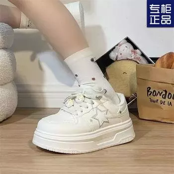 2025 новые универсальные популярные маленькие белые туфли весенне-осенняя обувь женская юбка звезды легкие и удобные студенческие туфли 35 белый