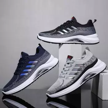 2025 новые весенние и осенние модные летающие плетеные мужские кроссовки универсальные повседневные сетчатые туфли низкие кроссовки для студентов 39 синий