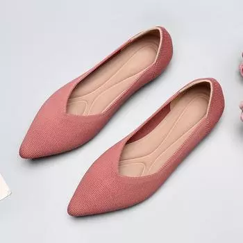 2025 Новые весенние и осенние туфли Flying Weaving Single 40 Doudou 41 Flat Bottom 43 Большие размеры женской обуви 34 чёрный