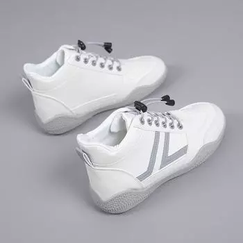 2025 новые весенние и осенние туфли средней высоты на мягкой подошве белого цвета, модная нишевая повседневная обувь, нескользящая и износостойкая спортивная обувь для женщин 35