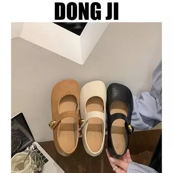 2025 новые весенние туфли на плоской подошве женские туфли Мэри Джейн вечерние туфли с юбками французские шапочки неглубокие одинарные туфли женские 35 чёрный