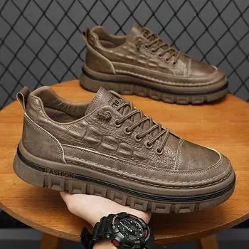2025 Новые высокие деловые повседневные кожаные мужские туфли Martin Boots Модные короткие ботинки Мужские мокасины Sapatos Para Homens 40 чёрный