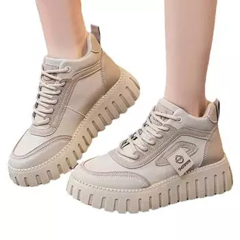 2025 новые женские осенне-зимние ретро-модные корейские простые скейтерские туфли на высокой платформе, легкие удобные повседневные туфли 36