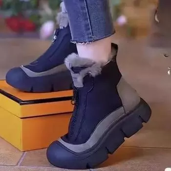 2025 Новые женские плюшевые теплые зимние ботинки для снега, удобные нескользящие ботинки на толстой подошве для отдыха на открытом воздухе, женские ботильоны Zapatos 36 чёрный