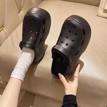 2025 новые женские туфли eva hole shoes наступают на дерьмо, ощущение мешка с головой, толстая подошва, на улице, модная пляжная обувь 36-37 белый