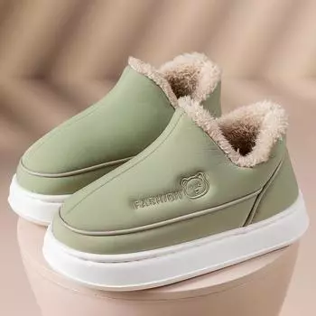 2025 Новые зимние ботинки для снега, уличные мужские и женские теплые меховые ботильоны, женские нескользящие домашние плюшевые ботинки на платформе из хлопка 36-37 оранжевый