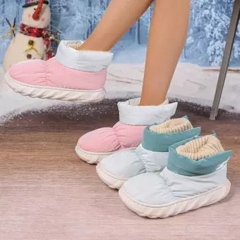 2025 новые зимние меховые женские теплые мужские туфли для улицы плюшевые туфли для дома домашняя обувь противоскользящие мягкие домашние ботинки на платформе 36-37 небесно-голубой