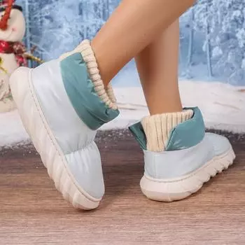 2025 новые зимние меховые женские теплые мужские туфли для улицы плюшевые туфли для дома домашняя обувь противоскользящие мягкие домашние ботинки на платформе 36-37 небесно-голубой