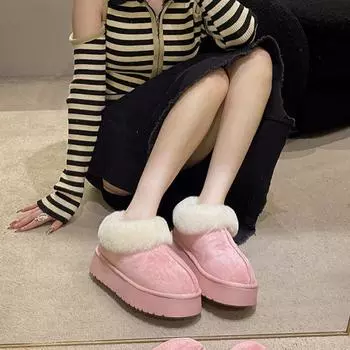 2025 Новые зимние женские туфли One Step Cotton Shoes Женские плюшевые туфли One Piece Moon Shoes Утолщенные плюшевые зимние ботинки 35 розовый