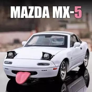 2025 Новый 1:32 Mazda MX5 MX-5 Суперкар Металлический сплав Литые игрушки Модель автомобиля Коллекционные предметы Подарок на день рождения Звук и свет Детские игрушки Хобби белый
