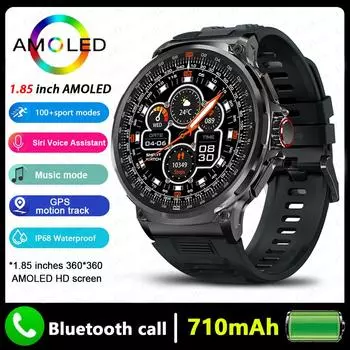 2025 Новый 1,85 HD экран для Samsung Galaxy Watch 6 Bluetooth Call Smartwatch 710mAh Health Monitor Мужские спортивные режимы Smart Watch silicone belt чёрный