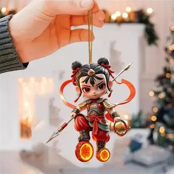 2025 Новый 2d Популярный Милый Мультфильм Nezha Автомобильный Зеркало Заднего Вида Подвеска Рождественская Елка Подвеска Сумка Подвеска Подарок На День Рождения Ключ Подвеска