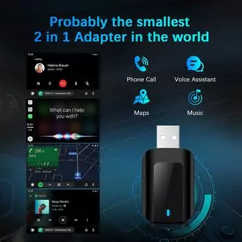 2025 Новый беспроводной адаптер Carplay Android Auto 2 в 1 Smart Dongle 5G WIFI для Apple iPhone Android Phone Plug And Play