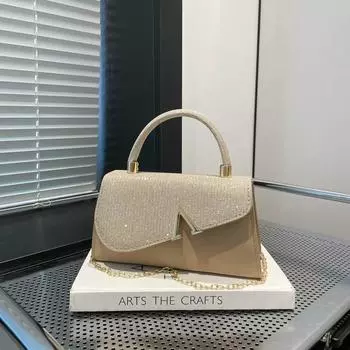 2025 новый блестящий V-образный клатч женская сумка для ужина модная вечерняя сумка цепочка сумка через плечо трансграничная чёрный