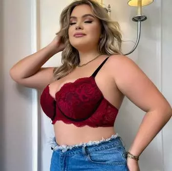 2025 Новый бюстгальтер большого размера, сексуальные бюстгальтеры для женщин, кружевной топ с толстыми краями, большой размер, бюстгальтер, нижнее белье, комфортный регулируемый бюстгальтер, женское нижнее белье 90D красный