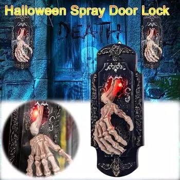2025 Новый дизайн Хэллоуин светящийся спрей дверной звонок страшные руки скелета Хэллоуин аниматронный реквизит со звуковым украшением No Batteries