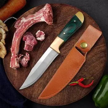 2025 Новый дизайн ручной работы из кованой нержавеющей стали нож для мяса, нож для стейка, бытовой нож для резки мяса и фруктов, ручной нож для сбора мяса зелёный