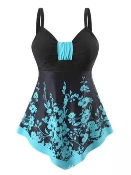 2025 новый европейский и американский большой размер плоский угол консервативный быстросохнущий раздельный танкини женский купальник купальник S