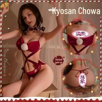 2025 Новый год Сексуальный бархатный боди с шнуровкой на спине и открытой спиной One Size