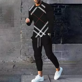 2025 Новый красивый двухсекционный 3D-печатный свитер с длинными рукавами, спортивный мужской свитер с завязками на талии S