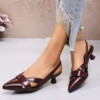 2025 новый летний женский дизайн sense ниша острый нос тонкий каблук темперамент универсальный мешок голова пустые сандалии 36 бордовый