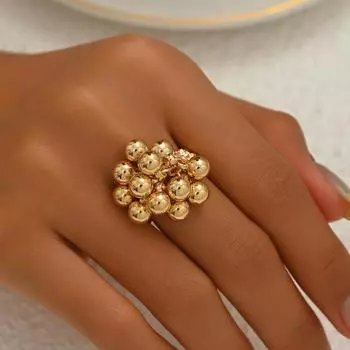 2025 новый модный стиль женские украшения, геометрическое преувеличенное металлическое кольцо с универсальной регулировкой размера