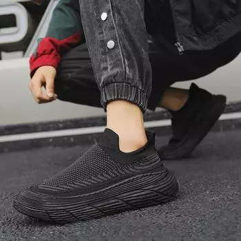 2025 новый модный тренд, чехлы для ног, простая повседневная обувь, универсальная мужская обувь, обувь для отдыха на платформе, дышащая спортивная обувь 39 чёрный
