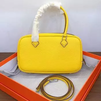 2025 Новый Перо Baotou Слой Того коровья сумка для боулинга кожаная ручная маленькая квадратная сумка подушка сумка / 20x7x15cm жёлтый