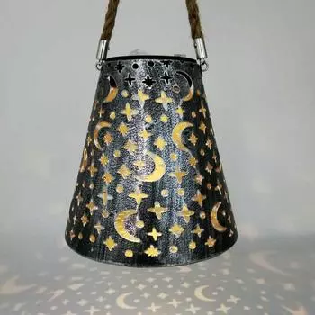 2025 Новый продукт Уличный Солнечный Кованый Фонарь Газон Сад Украшения Светильник Светодиодный Подвесной Светильник Звездное Небо Атмосфера Светильник чёрный