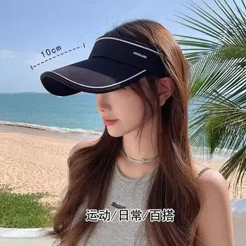 2025 новый пустой верх солнцезащитная кепка женская летняя УФ-кепка с большим карнизом защита от УФ-излучения бейсболка для улицы солнцезащитная кепка M56-58cm чёрный