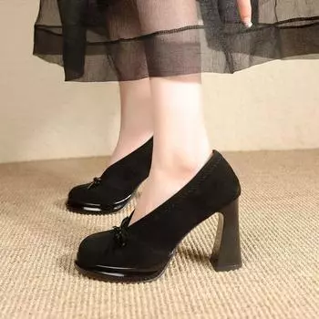 2025 новый ретро-британский стиль банта, иностранный стиль и универсальность, чистое желание для невысоких людей увеличить рост и показать ноги, длинные высокие каблуки 35