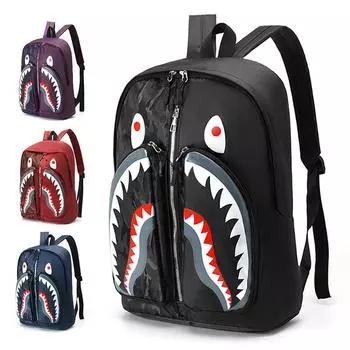 2025 Новый рюкзак Shark Personality Graffiti Student Рюкзак Унисекс Модный и модный рюкзак чёрный