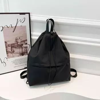 2025 новый рюкзак со шнурком для мужчин и женщин, легкий складной рюкзак для путешествий, устойчивый к брызгам воды чёрный