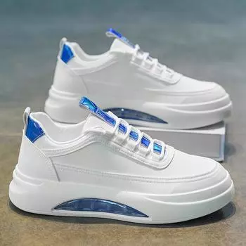 2025 новый стиль белые туфли для мужчин. Зимние дышащие спортивные универсальные кроссовки для скейтбординга с воздушной подушкой. Повседневная модная обувь, увеличивающая рост. 39