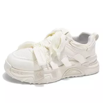 2025 новый стиль мужские летние кроссовки из дышащей сетки для мужчин. Модные универсальные белые туфли на платформе для пожилых отцов. 39