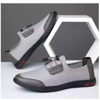 2025 новый стиль мужские летние мягкие подошвы противоскользящие повседневные мужские туфли для вождения мужские дышащие модные сетчатые верхние туфли 39 чёрный