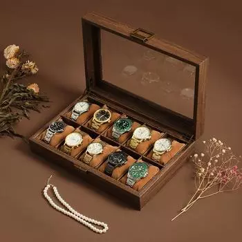 2025 Новый стиль ретро имитация дерева кожаная коробка для часов креативный китайский стиль футляр для хранения часов подарочная коробка