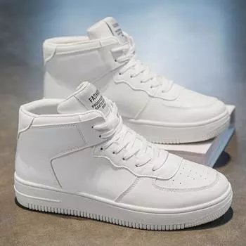 2025 новый стиль высокие мужские туфли летние дышащие белые мужские студенческие модные универсальные кроссовки на платформе повседневные кроссовки для скейтбординга 39